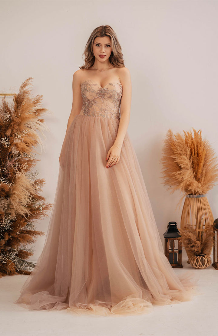 Rochie de seara cu corset si tulle Afina