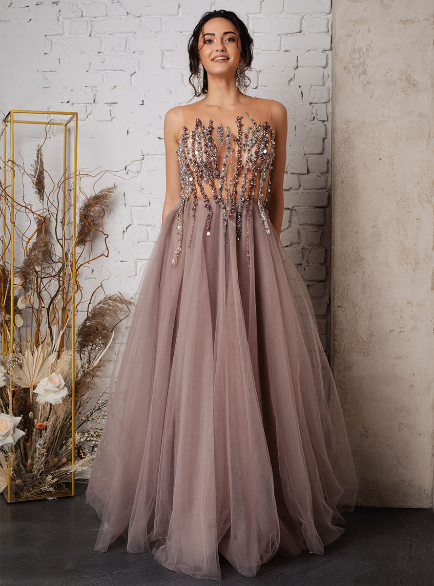 strapless open back dress Sherri Hill Sparkle Corset Long Prom Dress 56620 Ivory / 0 main image 1