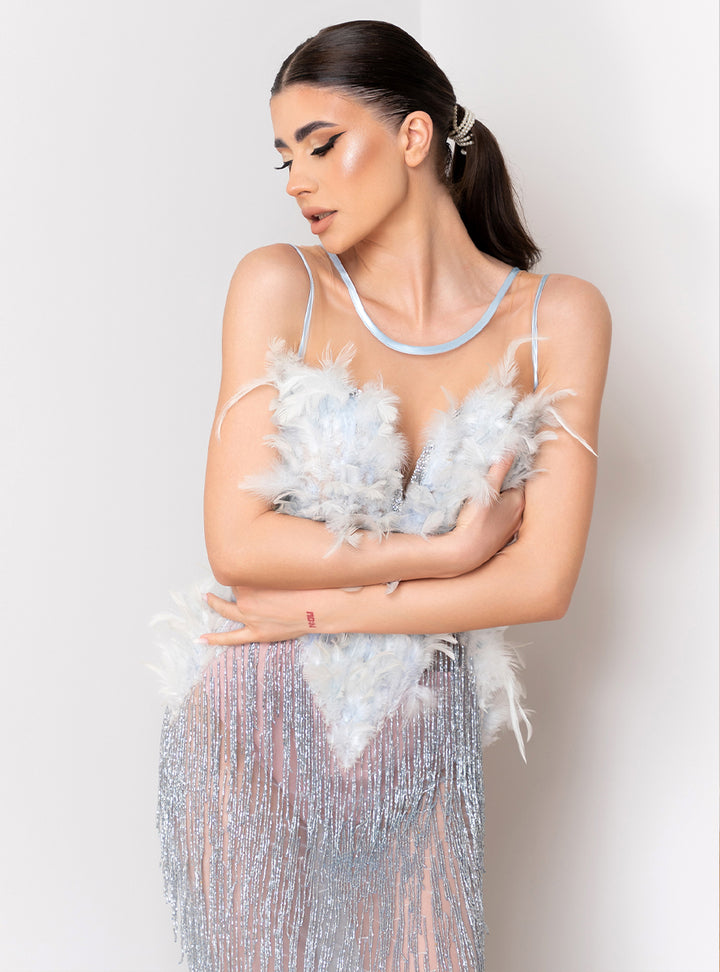 Rochie cu franjuri de sticla Crisia