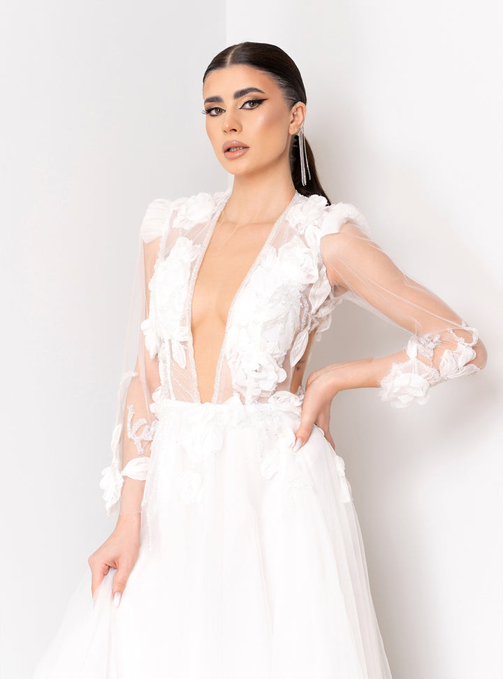 Rochie cu trandafiri de matase Zoe