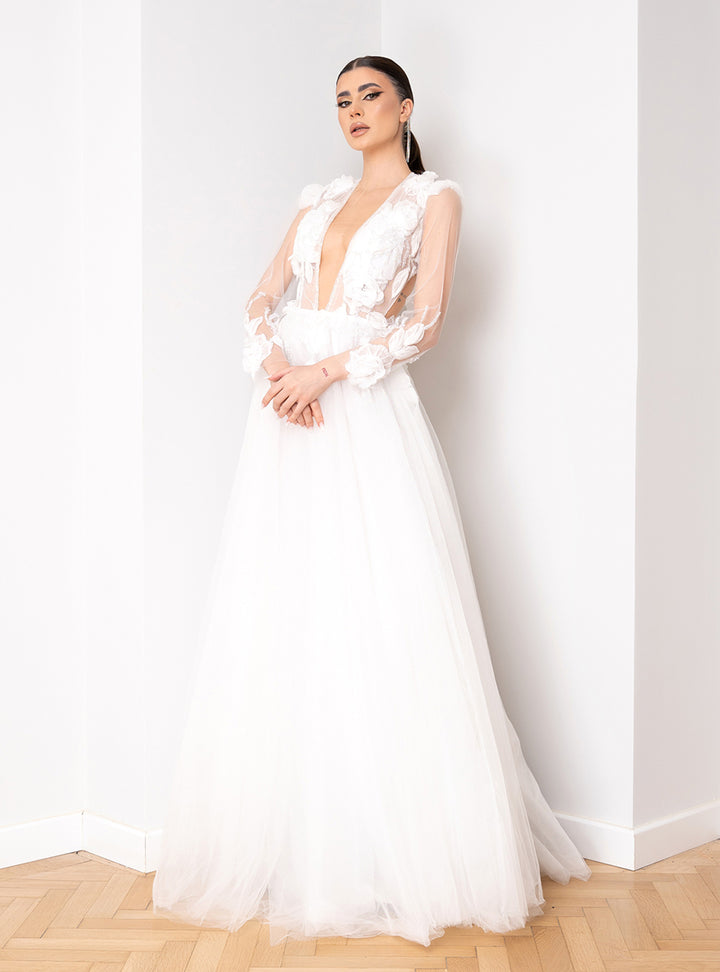 Rochie cu trandafiri de matase Zoe