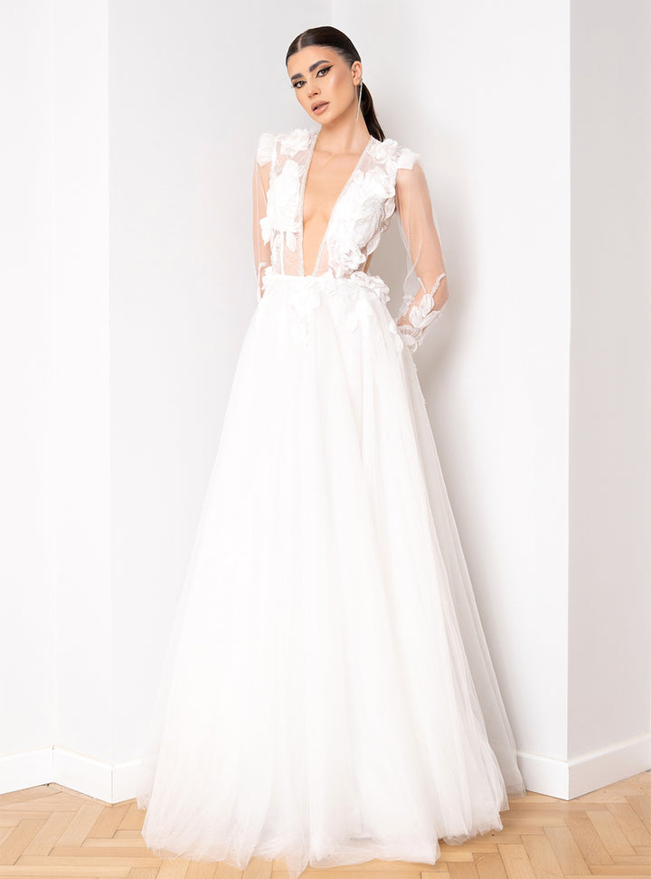 Rochie cu trandafiri de matase Zoe