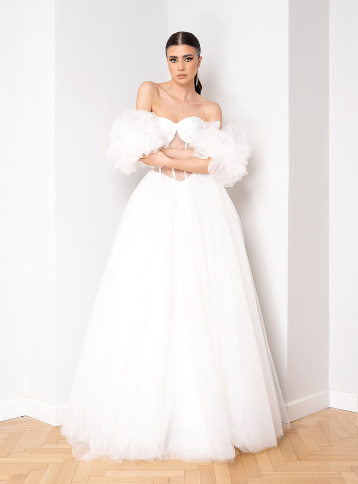 Rochie de mireasa cu maneci bufante Pria