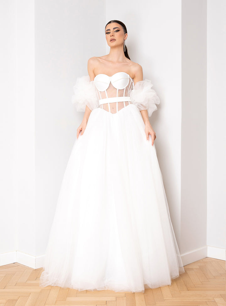 Rochie de mireasa cu maneci bufante Pria