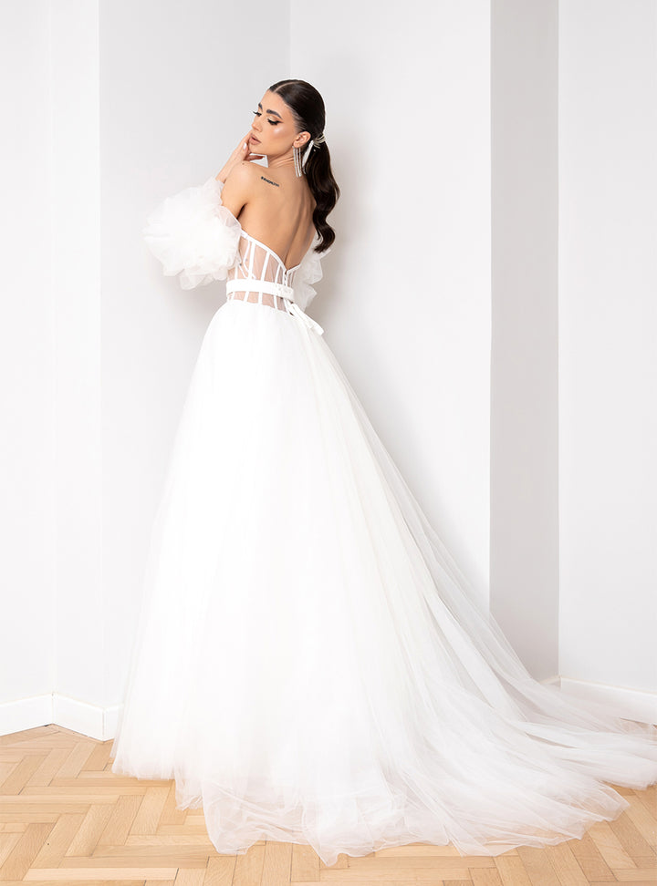 Rochie de mireasa cu maneci bufante Pria