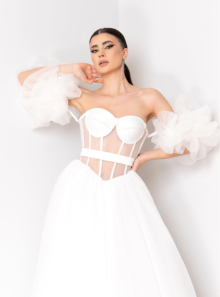 Rochie de mireasa cu maneci bufante Pria