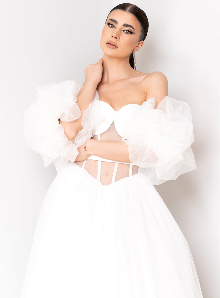 Rochie de mireasa cu maneci bufante Pria