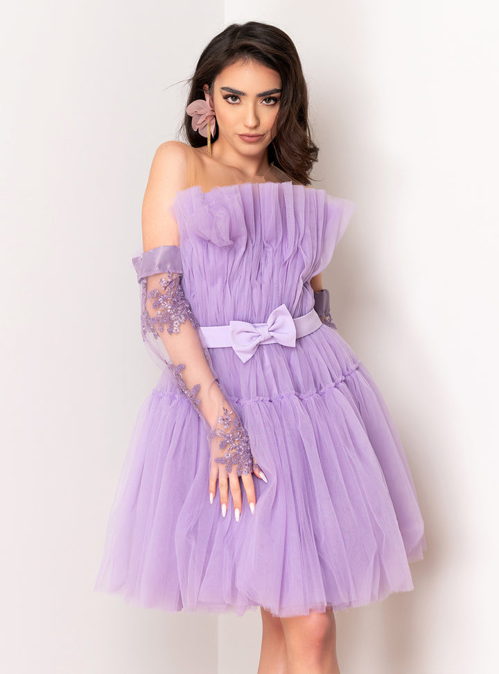 Rochie din tulle cu manusi Elore