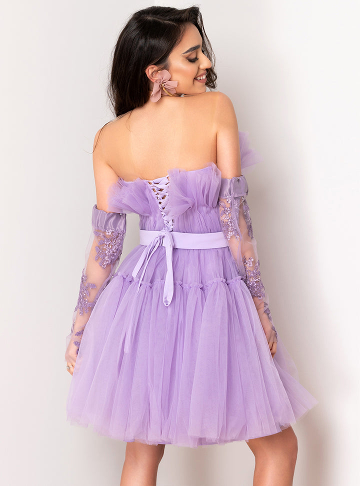 Rochie din tulle cu manusi Elore
