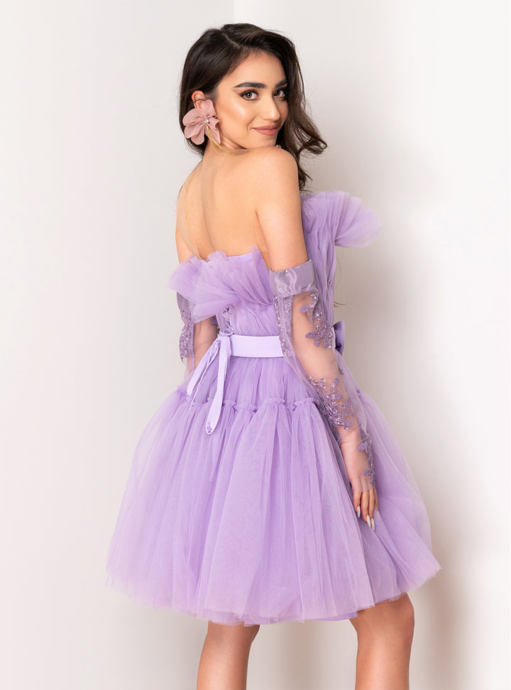 Rochie din tulle cu manusi Elore