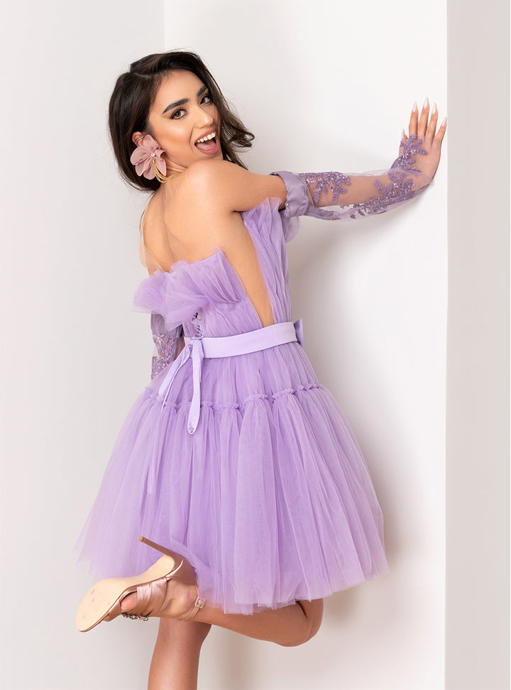 Rochie din tulle cu manusi Elore