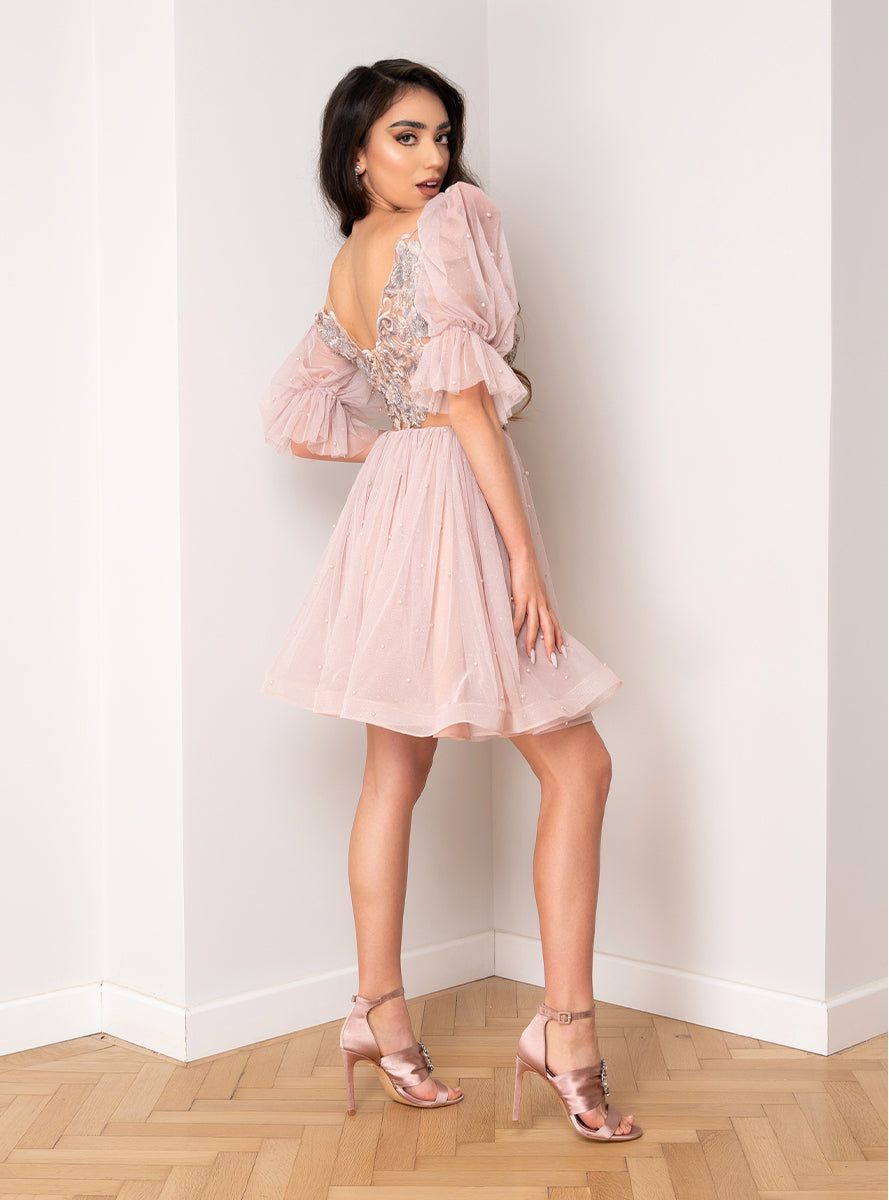 Short tulle dress with pearls Camisa