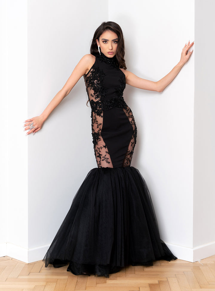 Rochie sirena din tulle si broderie Jo