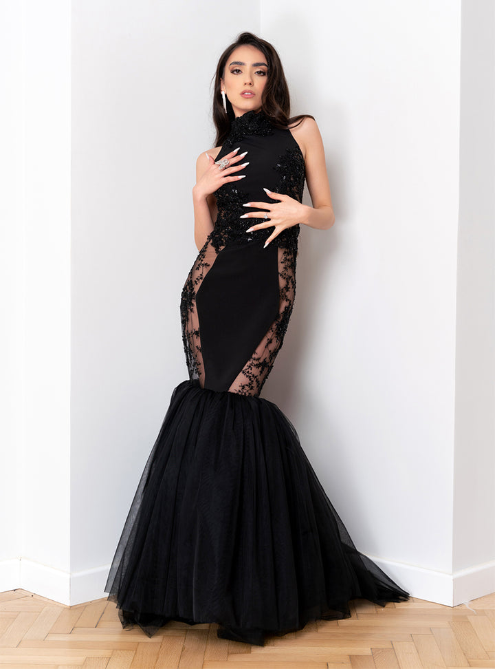 Rochie sirena din tulle si broderie Jo