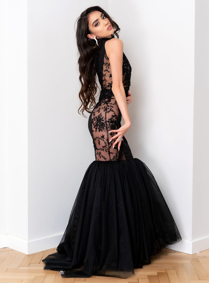 Rochie sirena din tulle si broderie Jo