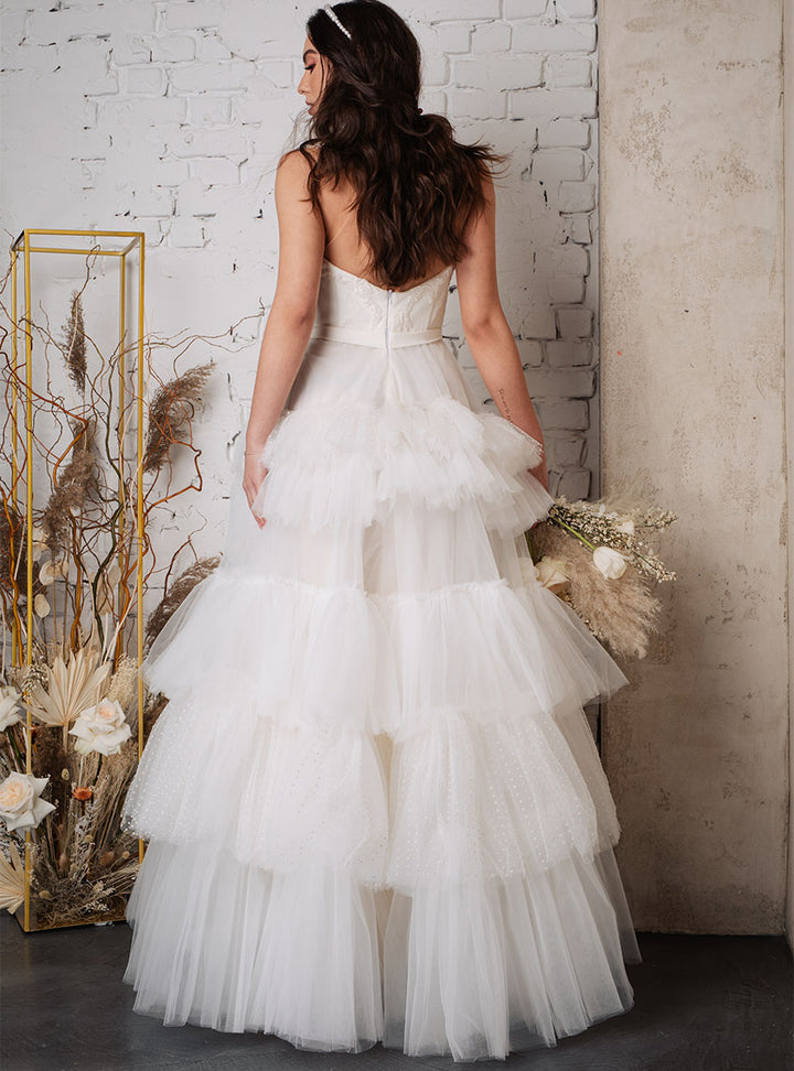 Elisha wedding dress with ruffles