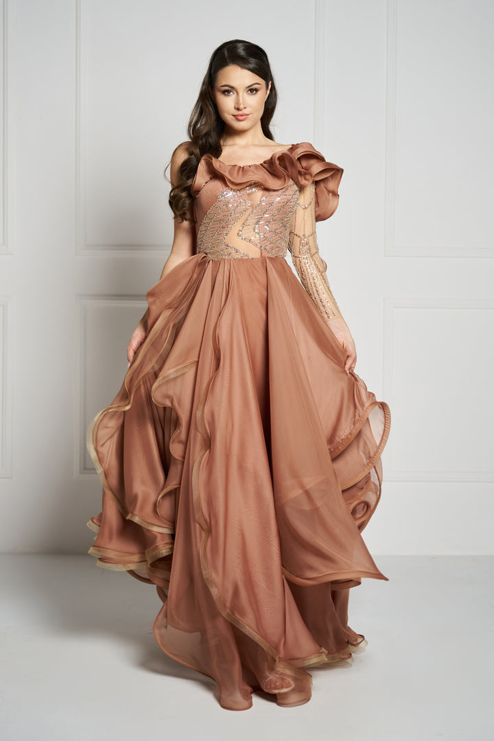 Rochie asimetrica cu volane Lumia