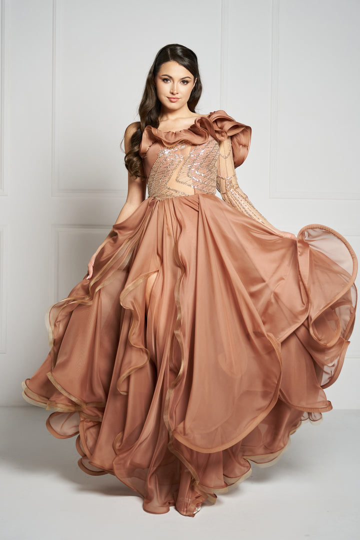 Rochie asimetrica cu volane Lumia