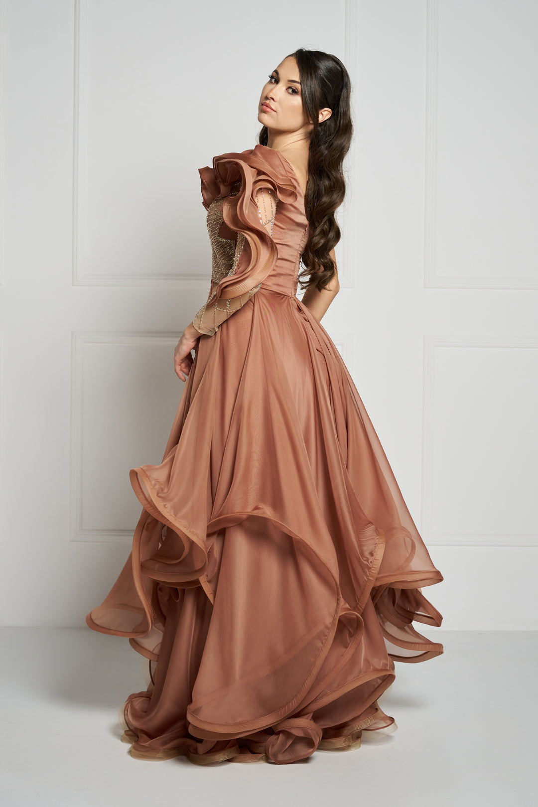 Rochie asimetrica cu volane Lumia