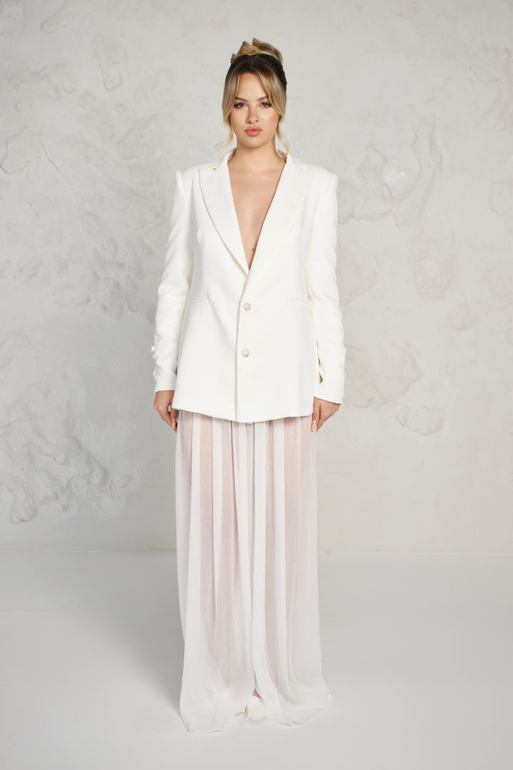 Set sacou cu pantalon din voal Coris