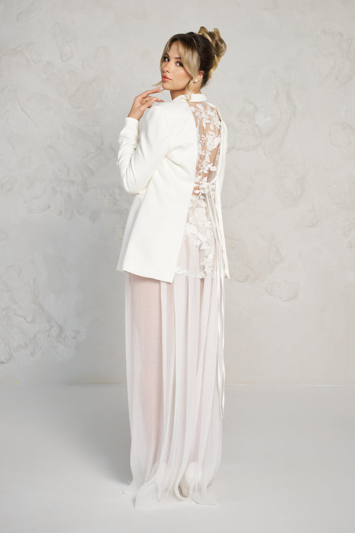 Set sacou cu pantalon din voal Coris