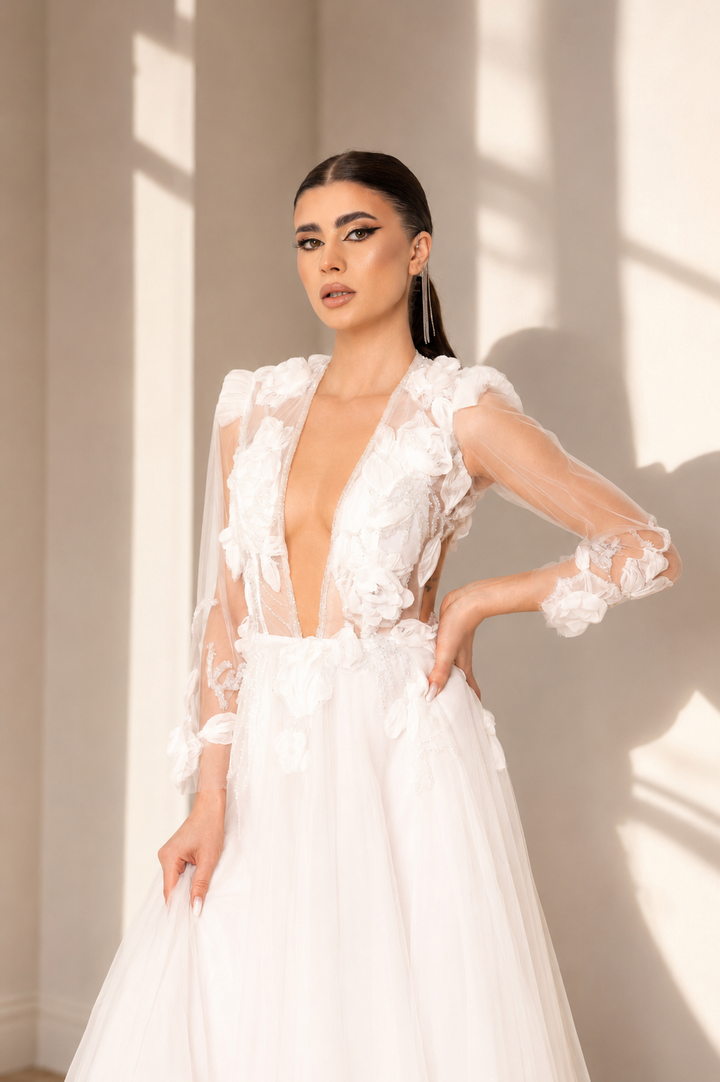 Rochie cu trandafiri de matase Zoe