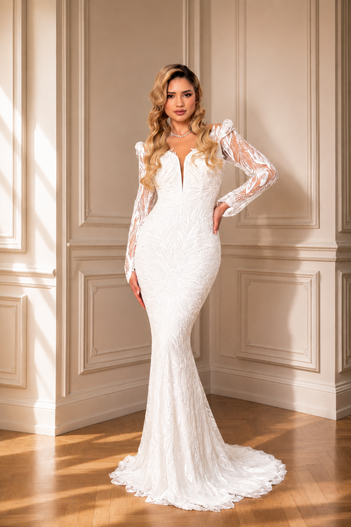 Rochie de mireasa cu trena detasabila Casandra