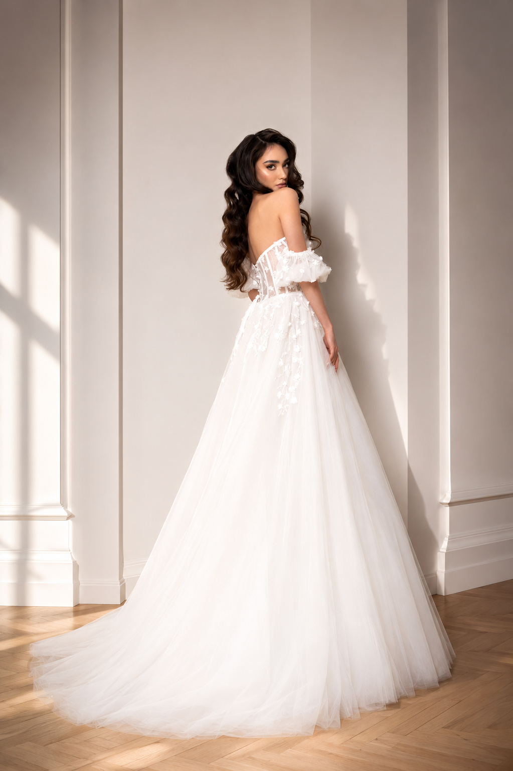 Rochie de mireasa cu maneci bufante Liria