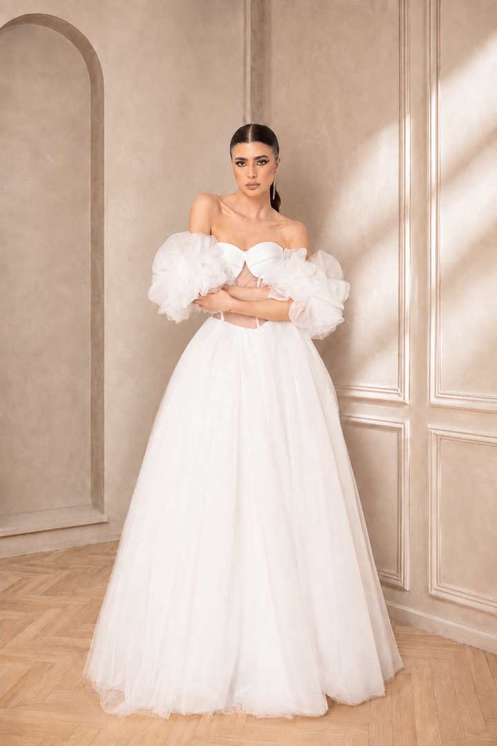 Rochie de mireasa cu maneci bufante Pria