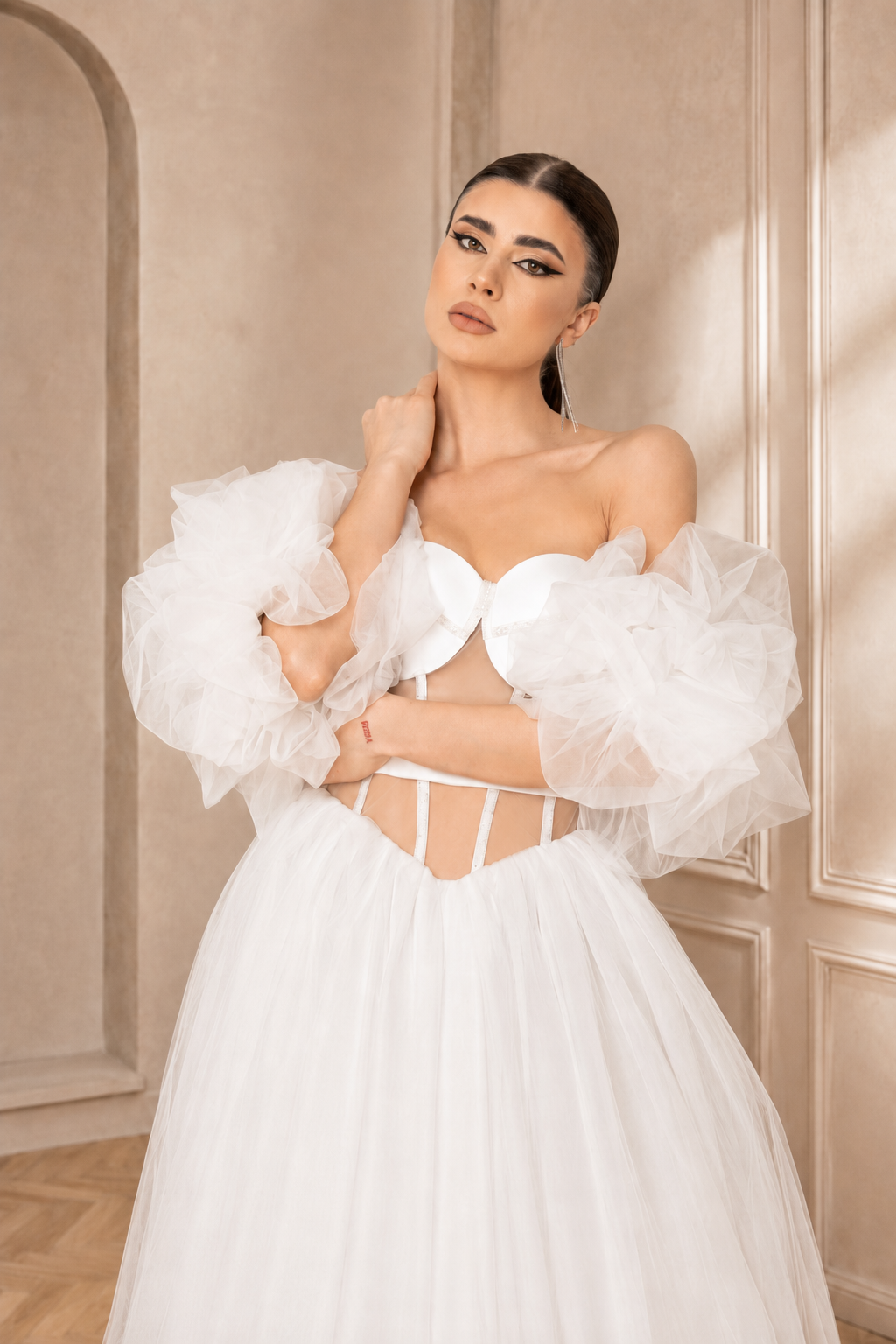 Rochie de mireasa cu maneci bufante Pria