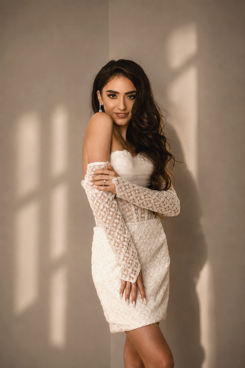 Amelie short wedding dress with detachable skirt