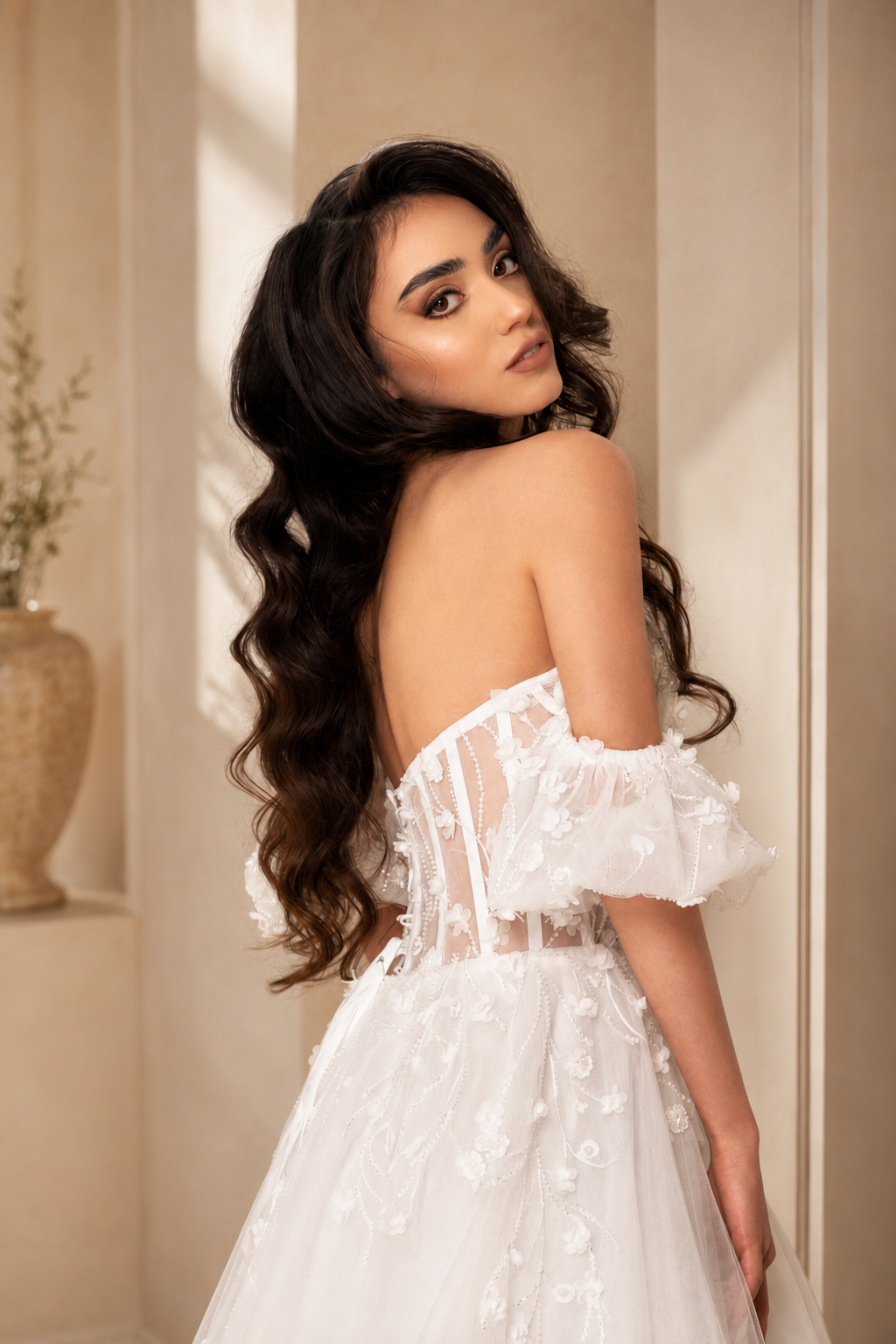 Rochie de mireasa cu maneci bufante Liria