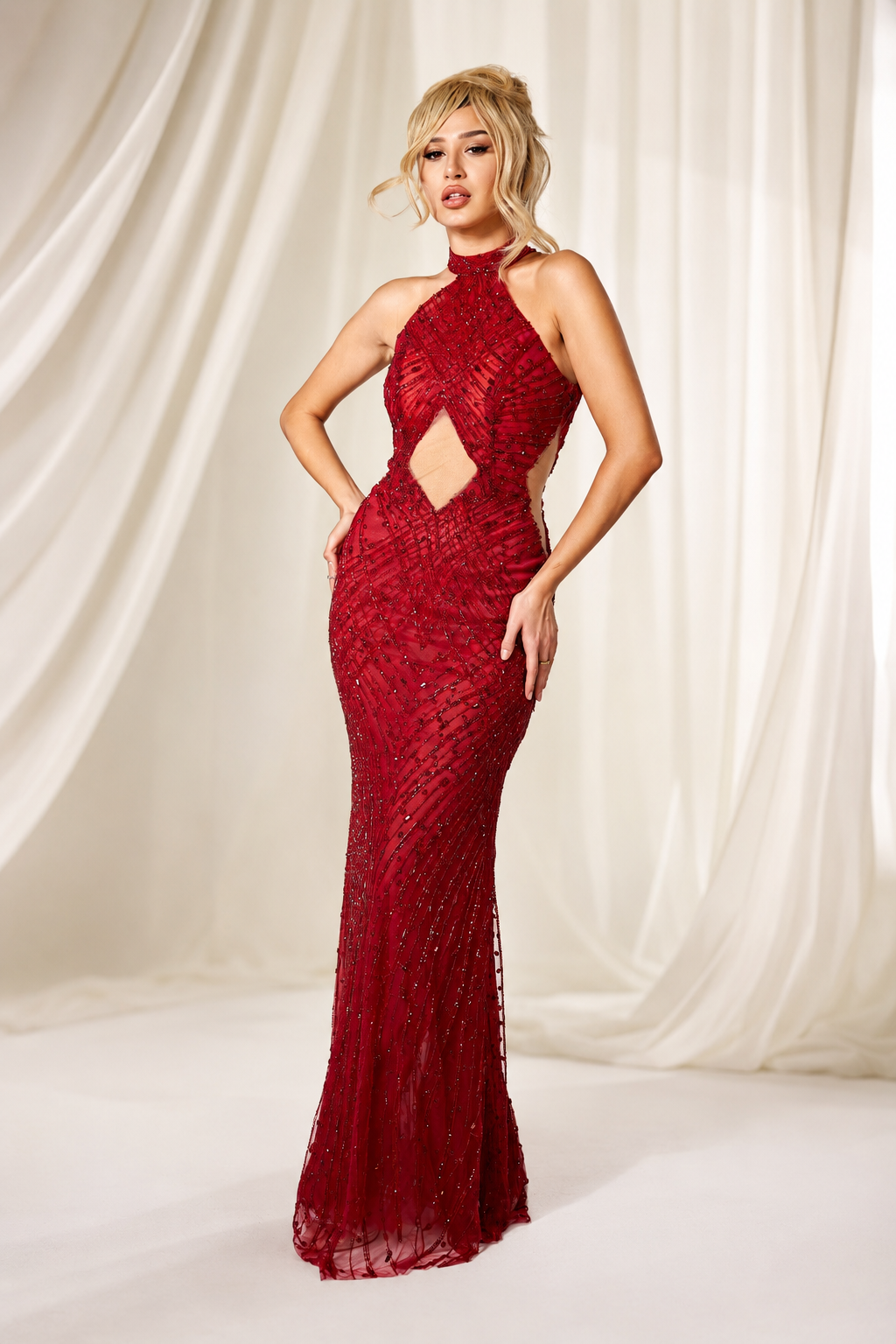 Rochie din broderie cu pietre Kaia