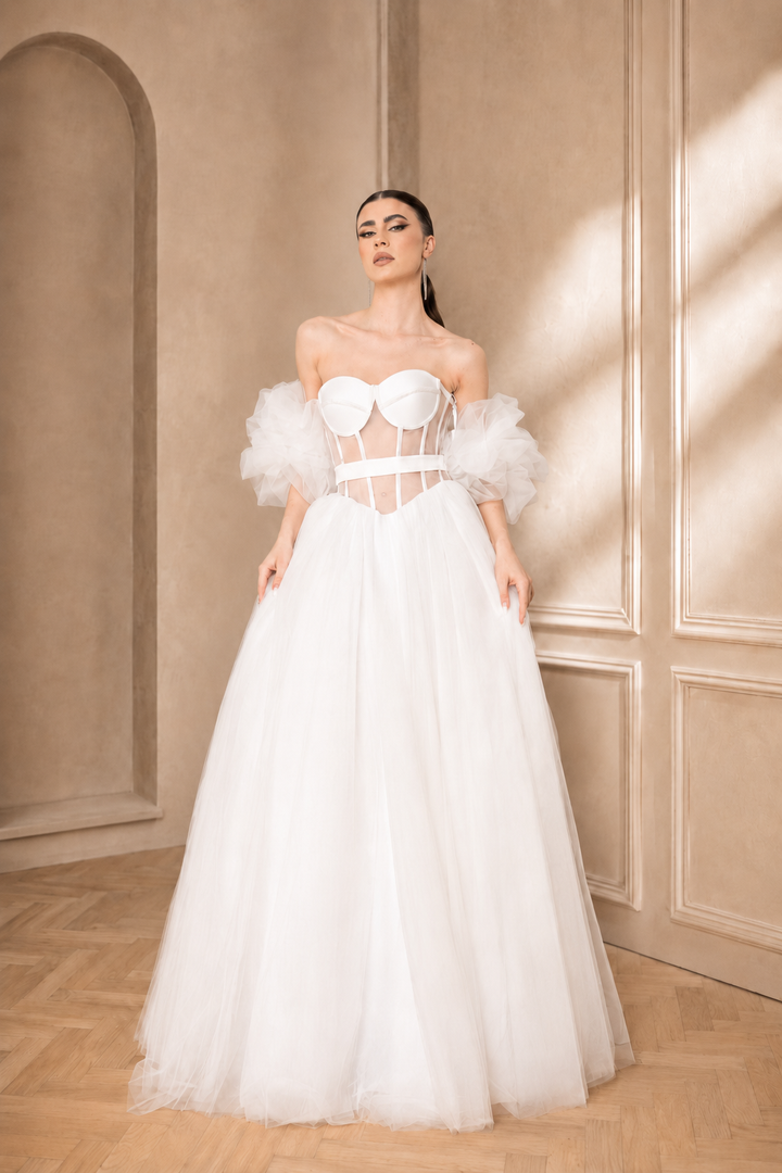 Rochie de mireasa cu maneci bufante Pria