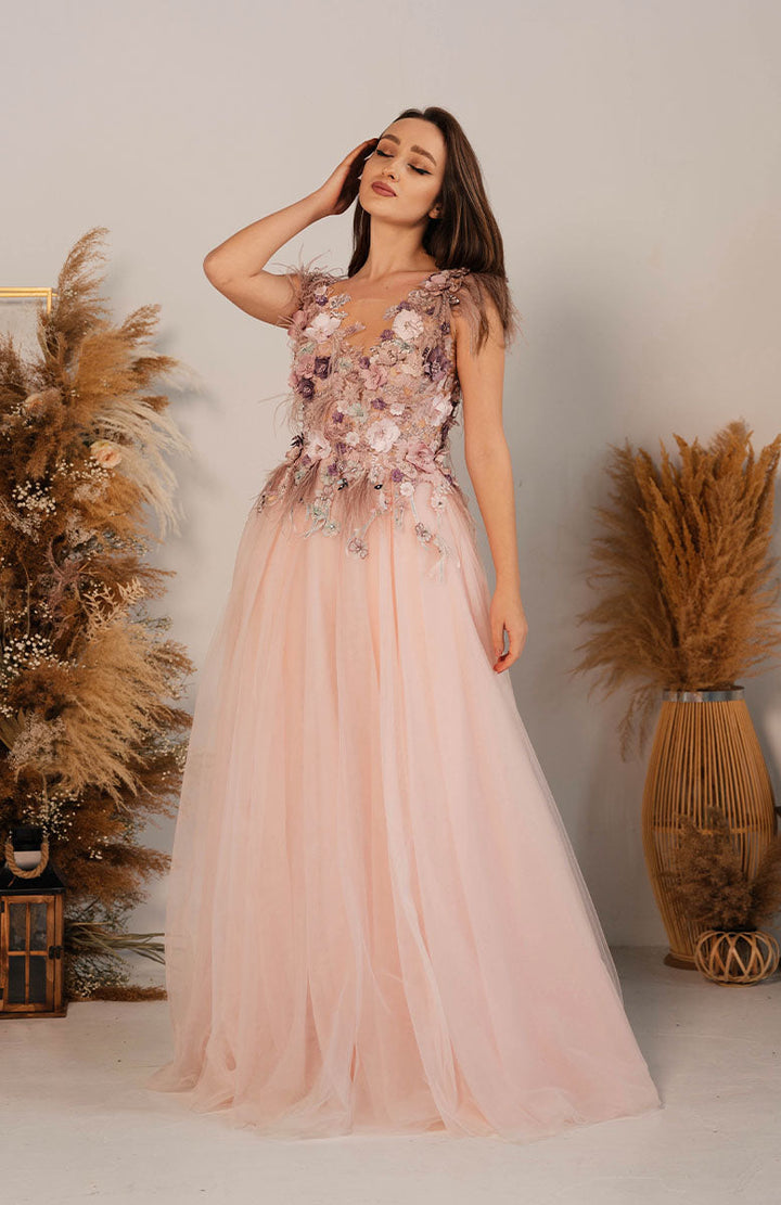 Evening dress with 3D embroidery Alisa